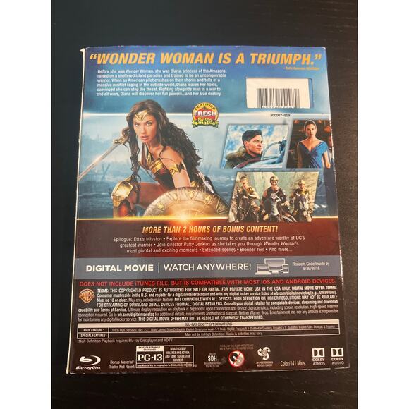 NIB - Wonder Woman BlueRay, DVD, and digital - watch 3 ways, unopened brand new - Picture 2 of 3